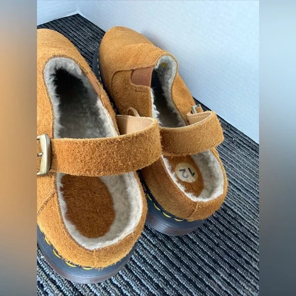 Dr Martens Isham Faux Shearling Long Napped Suede Slingback Mules-men 13 Wmn 12 - Picture 7 of 10